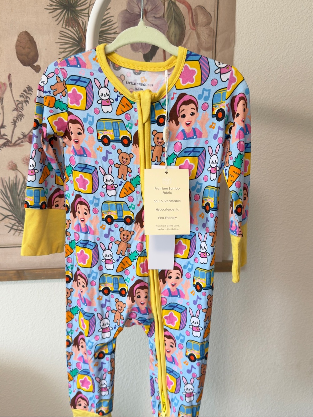 NWT Little Snuggles Ms Rachel Bamboo Zip Sleeper Pajamas 12-18M